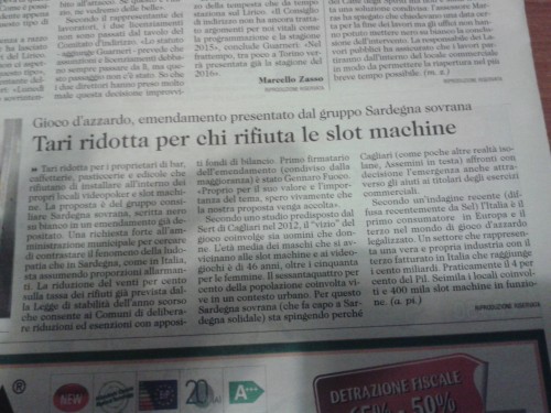 Tari ridotta per chi rifiuta le slot machine